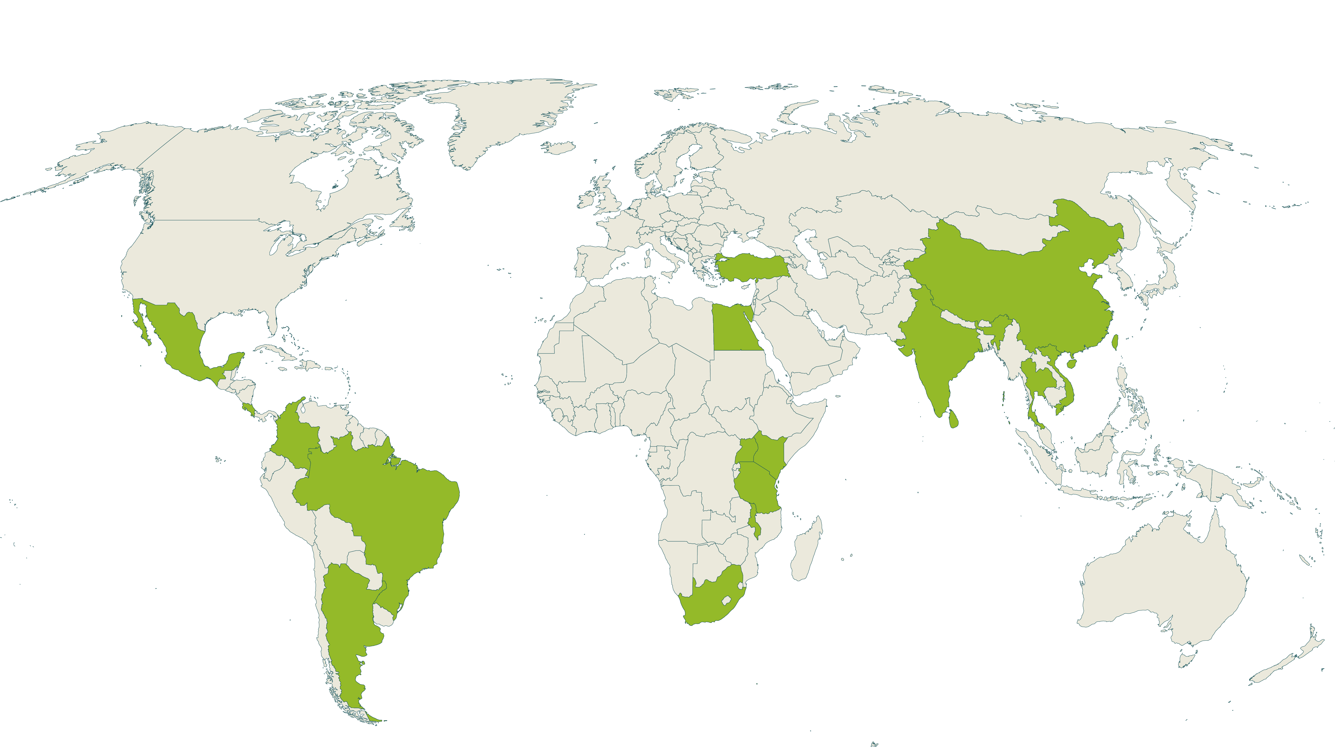 Map of current Rainforest Alliance certified herbs & spices farms